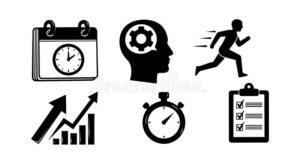 calendrier et horloge avec silhouette humaine