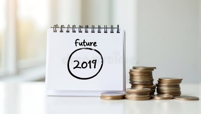 calendrier financier avec pieces de monnaie empilees