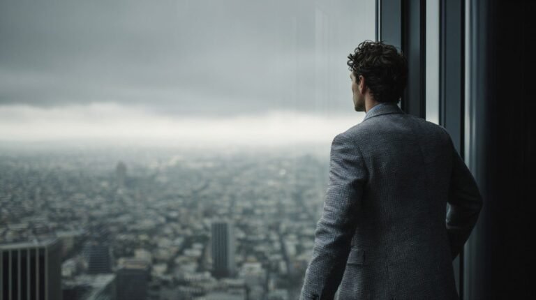 investisseur observant des immeubles modernes urbains