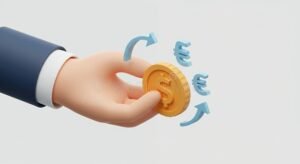 main serrant piece de monnaie symbolique