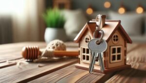 maison avec cle suspendue dessus