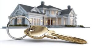 maison moderne avec une cle doree