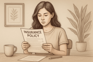 personne reflechissant devant contrats dassurance vie