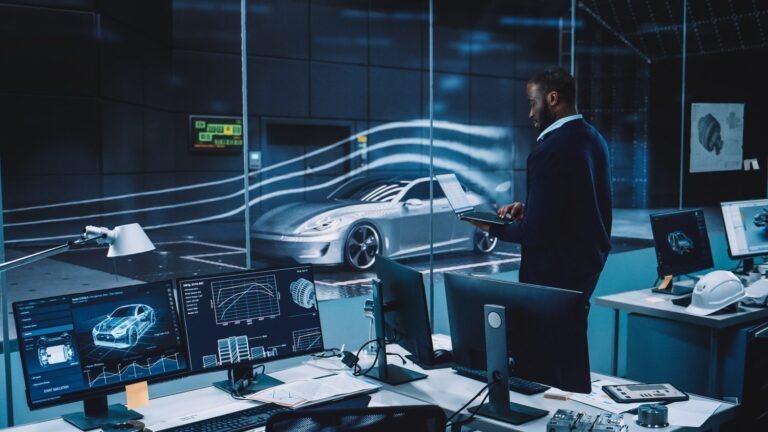 personne utilisant un ordinateur pour simulation credit auto