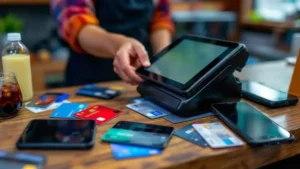 terminal de paiement electronique moderne en utilisation