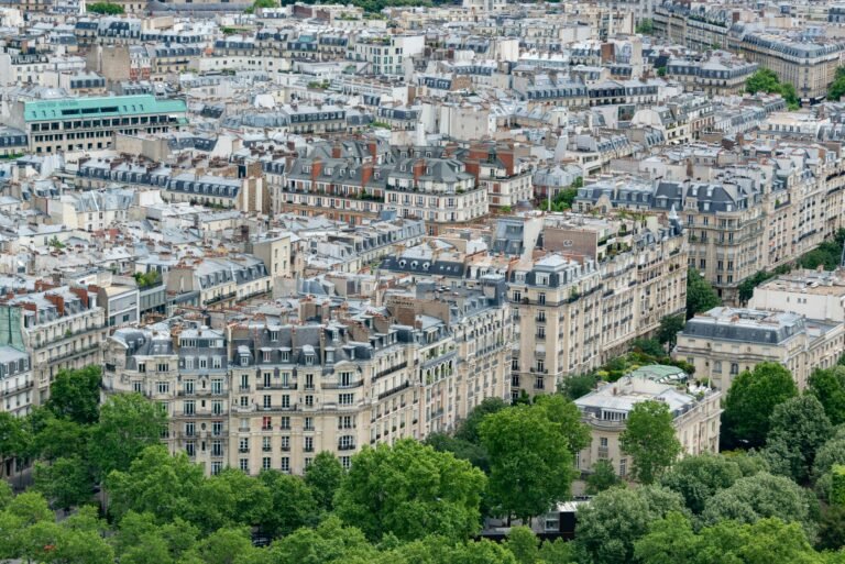 vue aerienne de paris avec immeubles residentiels
